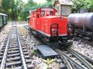The 2091 loco rumbles through Wieselburg yard The prototype could only handle two bogie coaches.JPG